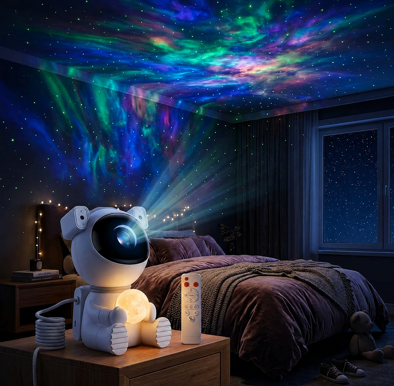 AuraNova DreamBuddy - Smart Astronaut Galaxy & Audio Projector
