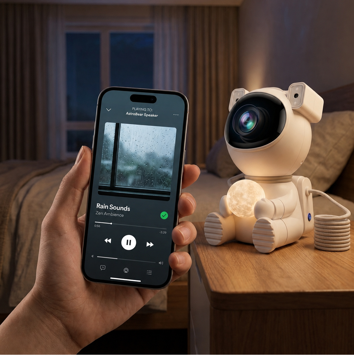 AuraNova DreamBuddy - Smart Astronaut Galaxy & Audio Projector