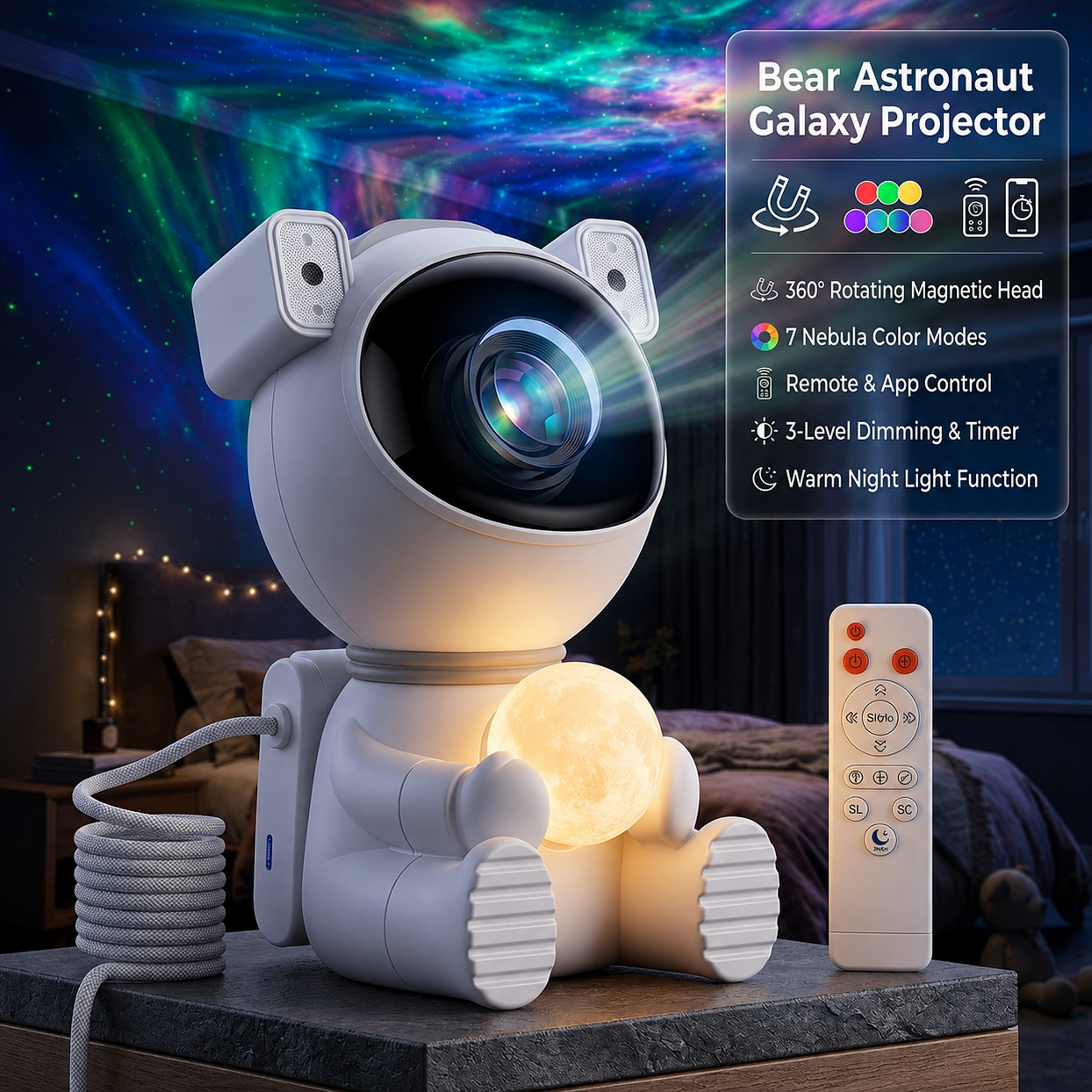 AuraNova™ DreamBuddy – Smart Astronaut Galaxy & Audio Projector - AuraNova™